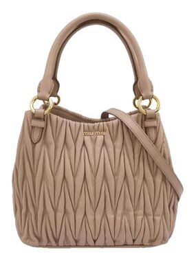 Miu Miu matelasse Leather Top-Handle Shoulder Bag with Gold Hardware